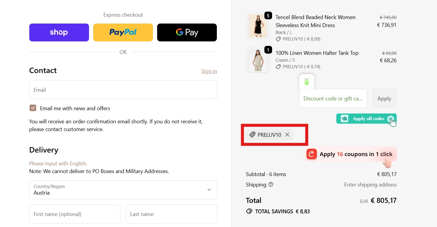 Use Discount Code PRELUV10 for $10 off at Goelia 1995, no minimum spend